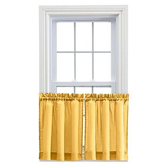 Stacey 1.5" Rod Pocket High Quality Fabric Solid Color Window Tailored Tier Pair