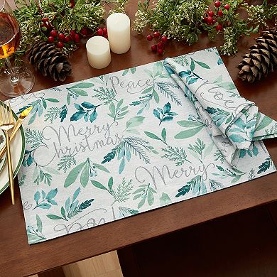 Elrene Home Fashions Seasons Greetings Holiday Fabric Napkins, 17"x17", Set Of 4