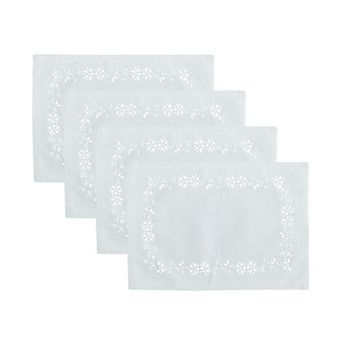 Elrene Home Fashions Poinsettia Noel Laser Cut Placemats, Set Of 4, 13"x19"