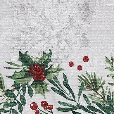 Elrene Home Fashions Holly Berry Flourish Holiday Fabric Napkins, 17"x17", Set Of 4