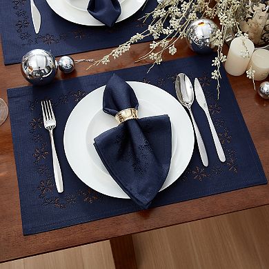 Elrene Home Fashions Snowflake Laser Cut Placemats, Set Of 4,13"x19"