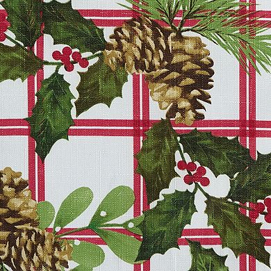Elrene Home Fashions Pinecone Plaid Holiday Fabric Napkins, 17"x17", Set Of 4