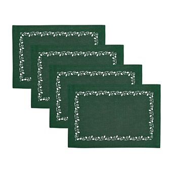 Elrene Home Fashions Holly Scroll Laser Cut Placemats, Set Of 4, 13"x19"