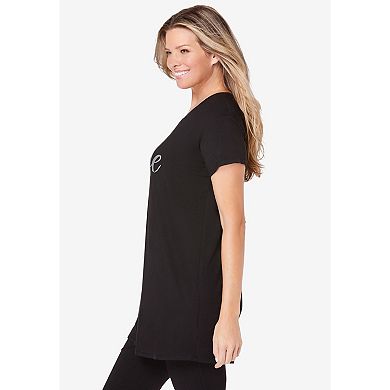Dreams & Co. Plus Size Soft Pj Tunic Tee