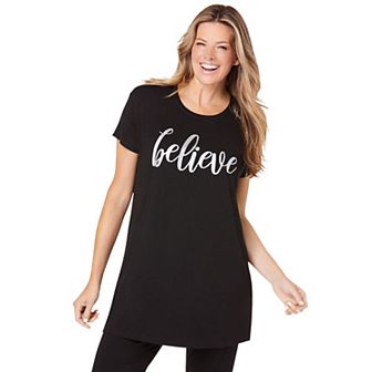 Dreams & Co. Plus Size Soft Pj Tunic Tee