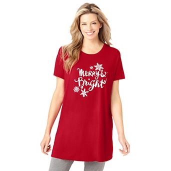 Dreams & Co. Plus Size Soft Pj Tunic Tee