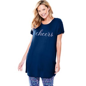 Dreams & Co. Plus Size Soft Pj Tunic Tee