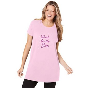 Dreams & Co. Plus Size Soft Pj Tunic Tee