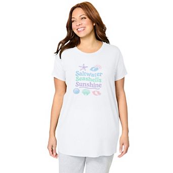 Dreams & Co. Plus Size Soft Pj Tunic Tee