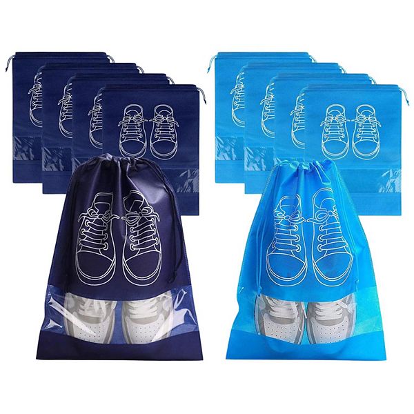 10× Large Clear Shoe Bag Storage For Travel W/ Rope 12×16in Portable Organizers