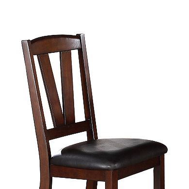 Set Of 2 Pu Upholstered Counter Height Dining Chairs In Dark Walnut And Black