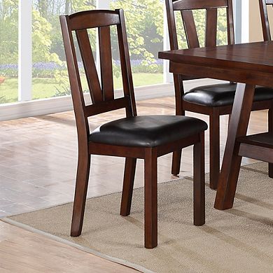 Set Of 2 Pu Upholstered Counter Height Dining Chairs In Dark Walnut And Black