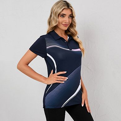 Womens Polo Shirts Short Sleeve Summer Printed Tops Lightweight Athletic Golf Tennis Shirts