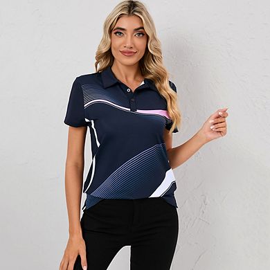 Womens Polo Shirts Short Sleeve Summer Printed Tops Lightweight Athletic Golf Tennis Shirts