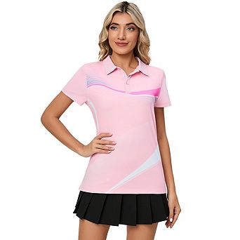 Womens Polo Shirts Short Sleeve Summer Printed Tops Lightweight Athletic Golf Tennis Shirts