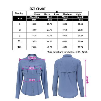 Women's Sun Protection Fishing Shirts Long Sleeve Upf50+ Button Down Shirts With Pockets
