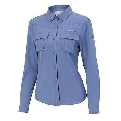 Women's Sun Protection Fishing Shirts Long Sleeve Upf50+ Button Down Shirts With Pockets