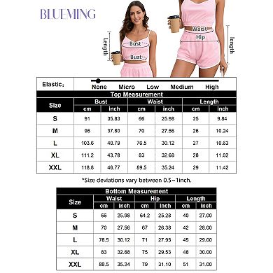 Womens Sets 2 Piece Outfits Summer Charming Crop Top and High Waisted Shorts Pajama Set