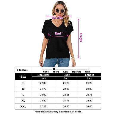 Womens V Neck Summer Pullover Sweater Vests Cap Sleeve Casual Loose Fit Lightweight Knit Vest Tops