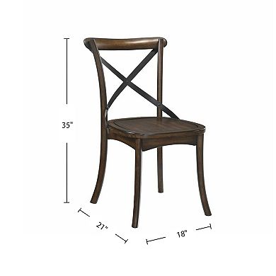 Set Of 2 Wood Side Chair In Dark Oak And Black