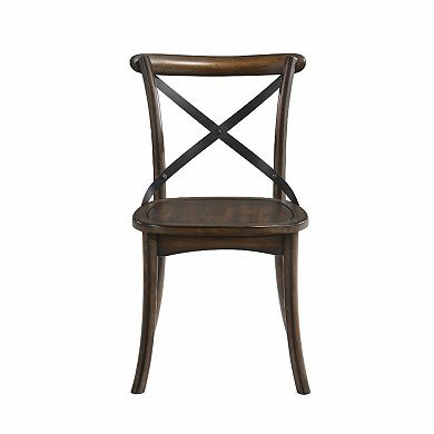 Set Of 2 Wood Side Chair In Dark Oak And Black