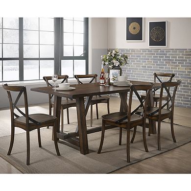 Set Of 2 Wood Side Chair In Dark Oak And Black