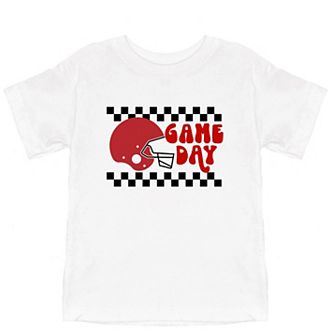 Checkered Game Day Toddler Short Sleeve Graphic Tee