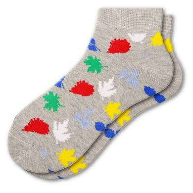 Colorful And Fun Leaf Pattern Ankle Seamless Toe Cotton Socks