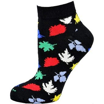 Colorful And Fun Leaf Pattern Ankle Seamless Toe Cotton Socks