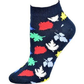 Colorful And Fun Leaf Pattern Ankle Seamless Toe Cotton Socks