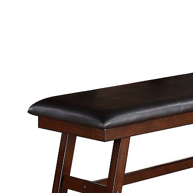 Faux Leather Dining Bench In Dark Walnut And Black