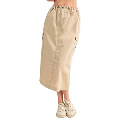 ★2025SS新作★XTONZ★CHECK STRAP CARGO MIDI SKIRT Belted Pockets Cargo Midi Skirt In GRAY | ZAFUL 2025