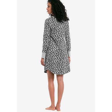 ellos Plus Size Long Sleeve Henley Sleepshirt