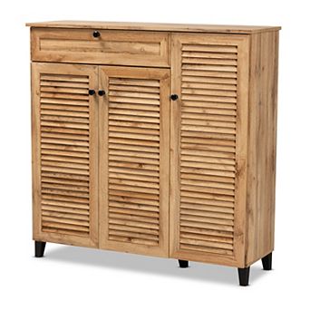 Baxton Studio Coolidge 3-Door with Drawer Shoe Cabinet