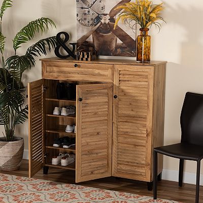 Baxton Studio Coolidge 3 Door with Drawer Shoe Cabinet