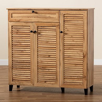 Baxton Studio Coolidge 3-Door with Drawer Shoe Cabinet