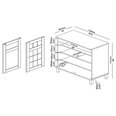 Baxton Studio Glidden 2-Door Shoe Cabinet