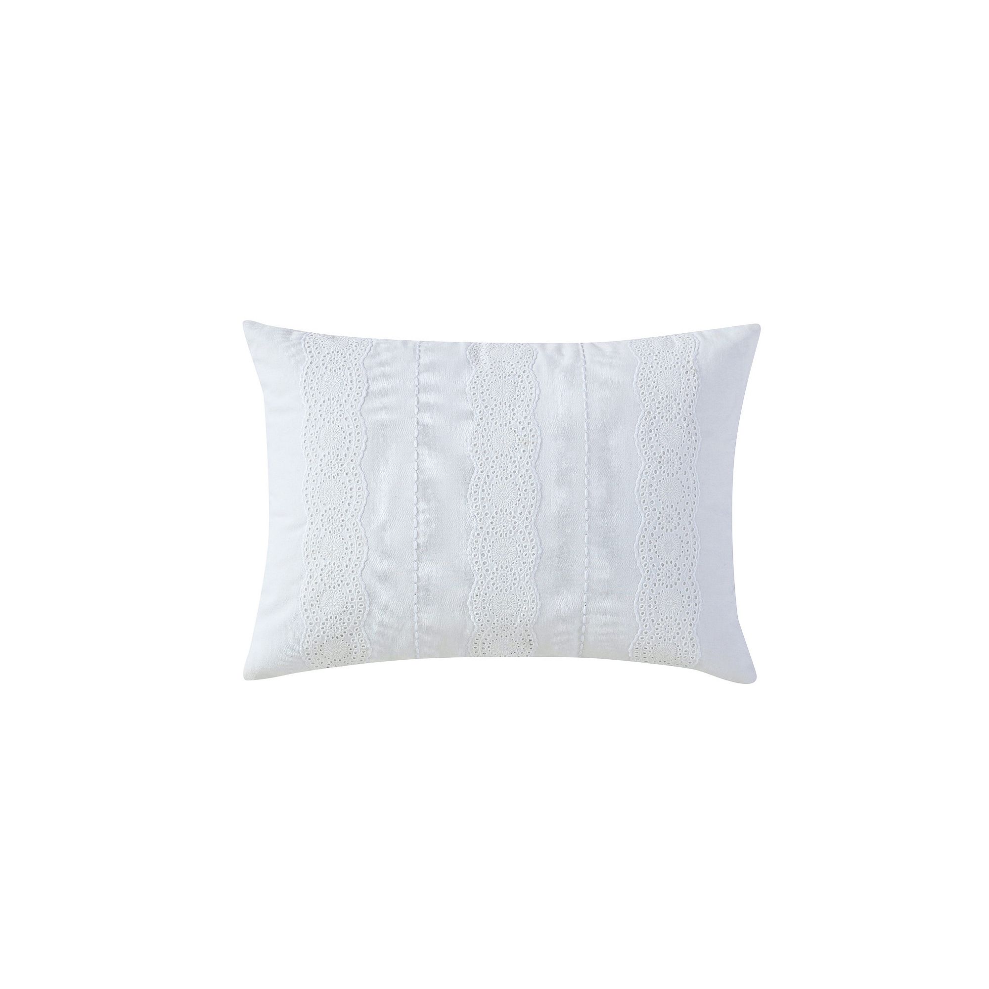Peri Linen Eyelet Decorative Pillow, White