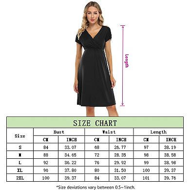 Women's V-neck A-line Knee Length Wrap Dress Swing Maternity Dresses For Baby Shower Or Casual