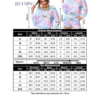 Women's Print Long Sleeve Tops With Shorts Loungewear Nightwear Pullover Pajama Set With Pockets