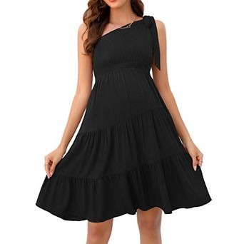 Women's Summer Tie One Shoulder A Line Flowy Mini Dresses Maternity Dress For Baby Shower