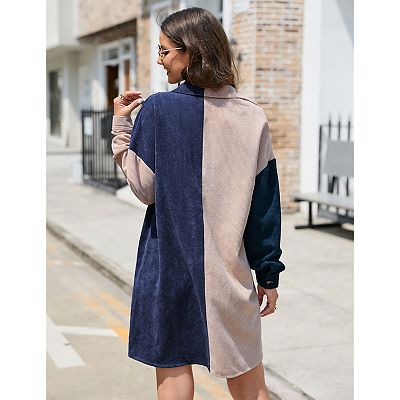 oversized corduroy shirt dress Corduroy Cora Shirt Dress Brown