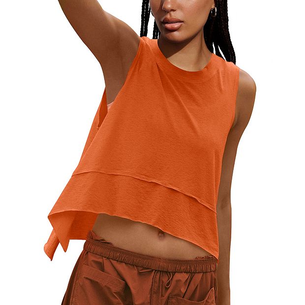 Women's Sleeveless Crop Top Summer Flowy Loose Crew Neck Women's Sleeveless Crop Top Summer Flowy Loose Crew Neck