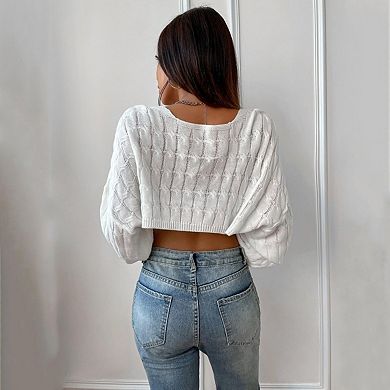 Womens Long Sleeve Open Front Crop Cardigan Sweater Drop Shoulder Shrugs Knit Bolero Sweaters Tops