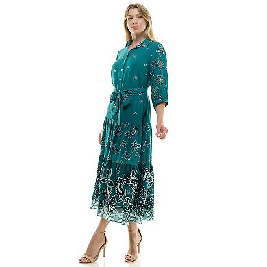 Women's Figueroa & Flower Button Front Belted Maxi Dress