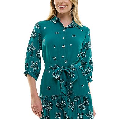 Women's Figueroa & Flower Button Front Belted Maxi Dress