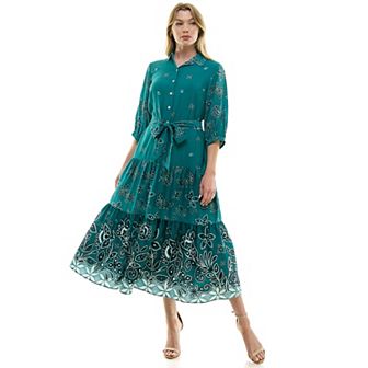 Women's Figueroa & Flower Button Front Belted Maxi Dress