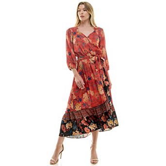 Women's Figueroa & Flower Belted Faux Wrap Maxi Dress