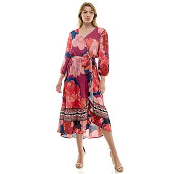 Women's Figueroa & Flower Belted Faux Wrap Maxi Dress