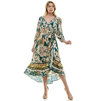 Women's Figueroa & Flower Belted Faux Wrap Maxi Dress